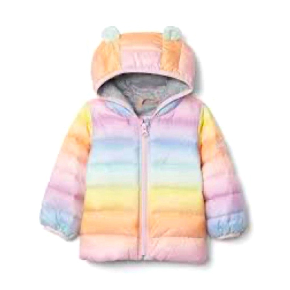 Gap rainbow puffer kids jacket coat toddler girl 6-12 months